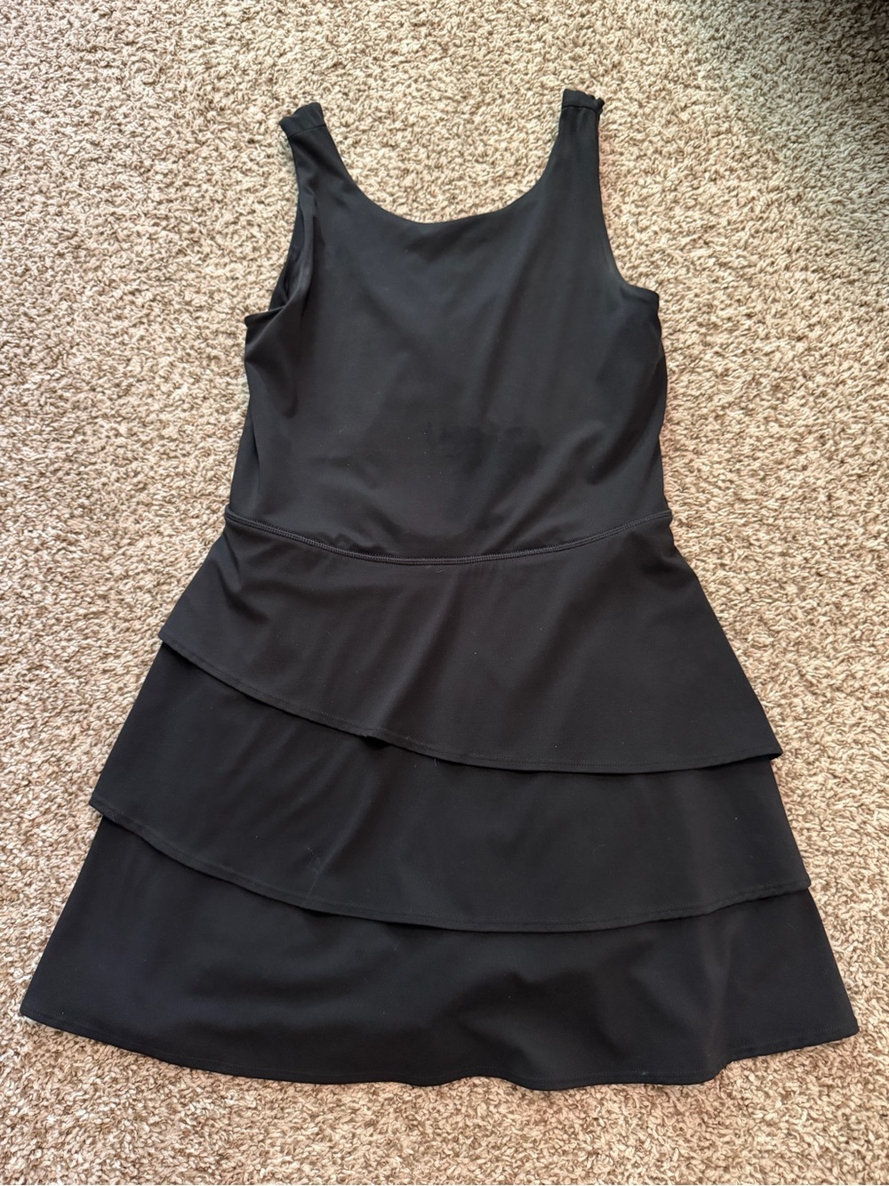 JoyLab Black Scoop Neck Tiered Mini Dress